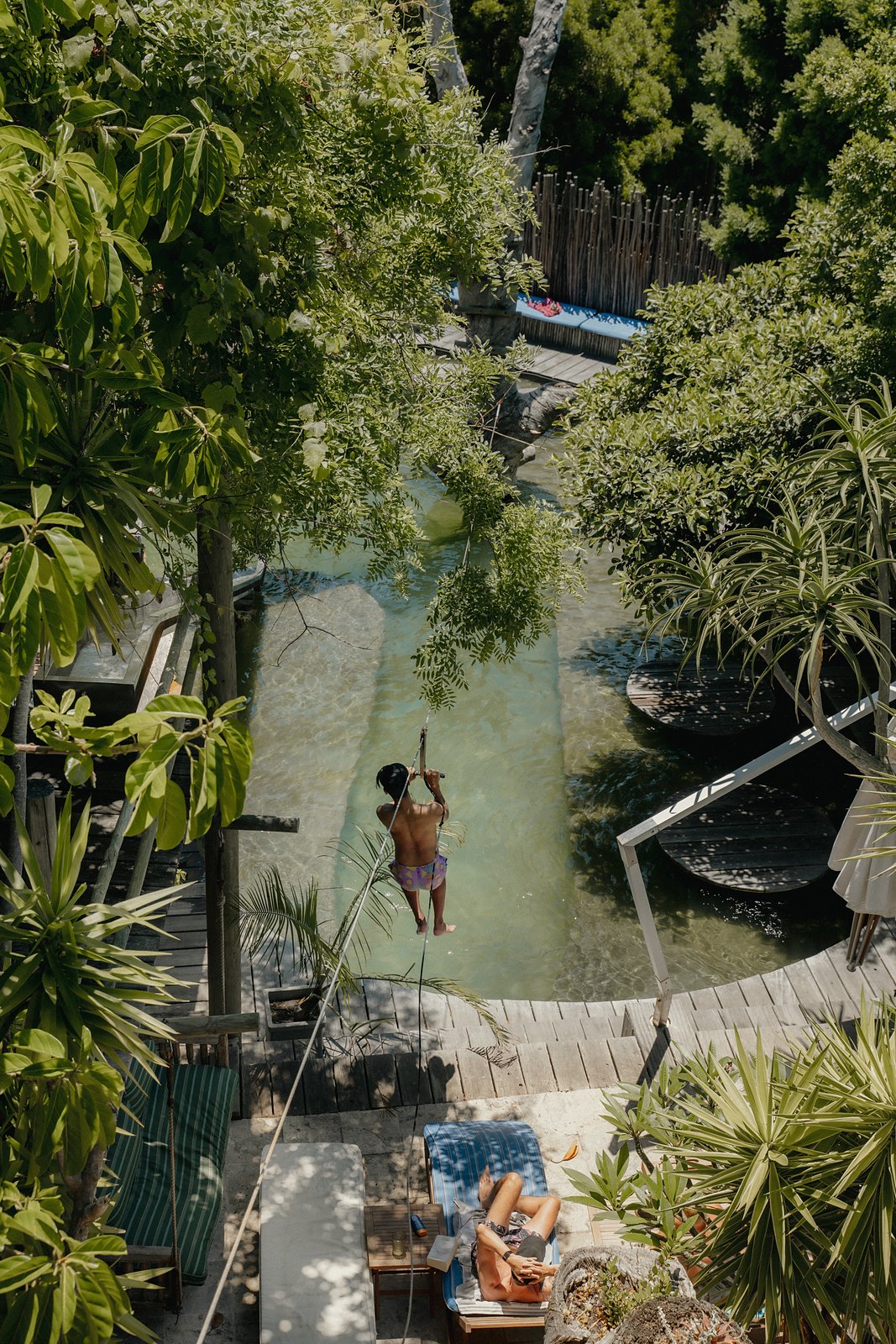 Zip line into the main pool at Wonderland Retreat & Spa, Hout Bay, Cape Town